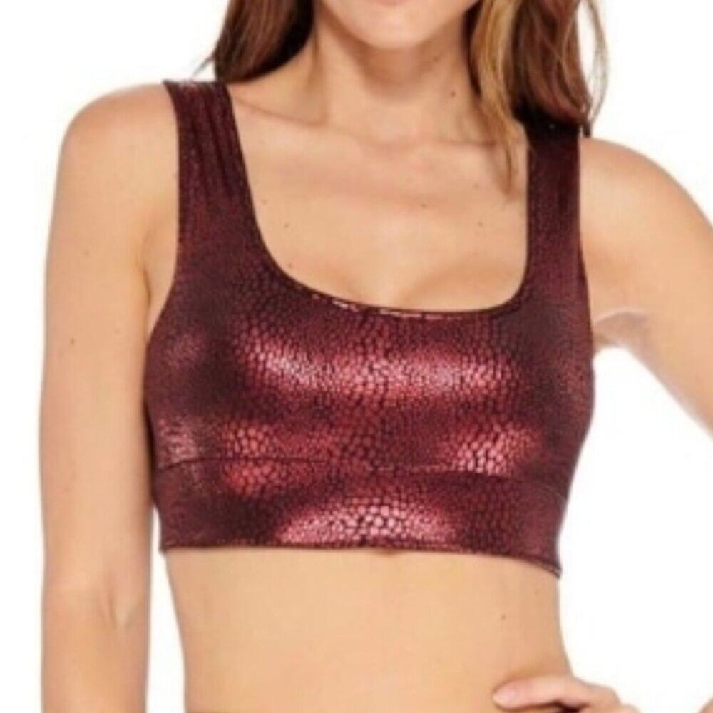 Electric Yoga Wine Crocodile Gloss Bra – M